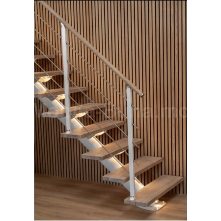 Прямая внутренняя лестница из металла и дерева для верхнего этажа, современный дизайн Linea SteelWood